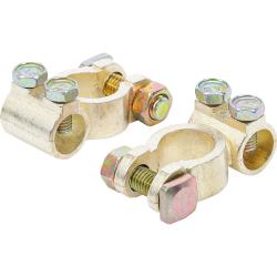 Battery Rundpolklemmen Set - Brass - 1x plus pole and 1x negative-round clip