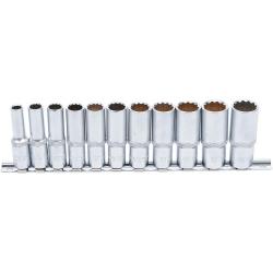 Gniazdo set - głębokie, 12-punktowy - 10 mm 3/8 "Drive - 11 szt.