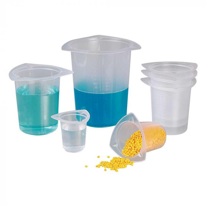 Universal measuring beaker - PP - with pouring lips and indestructible graduation - different designs
