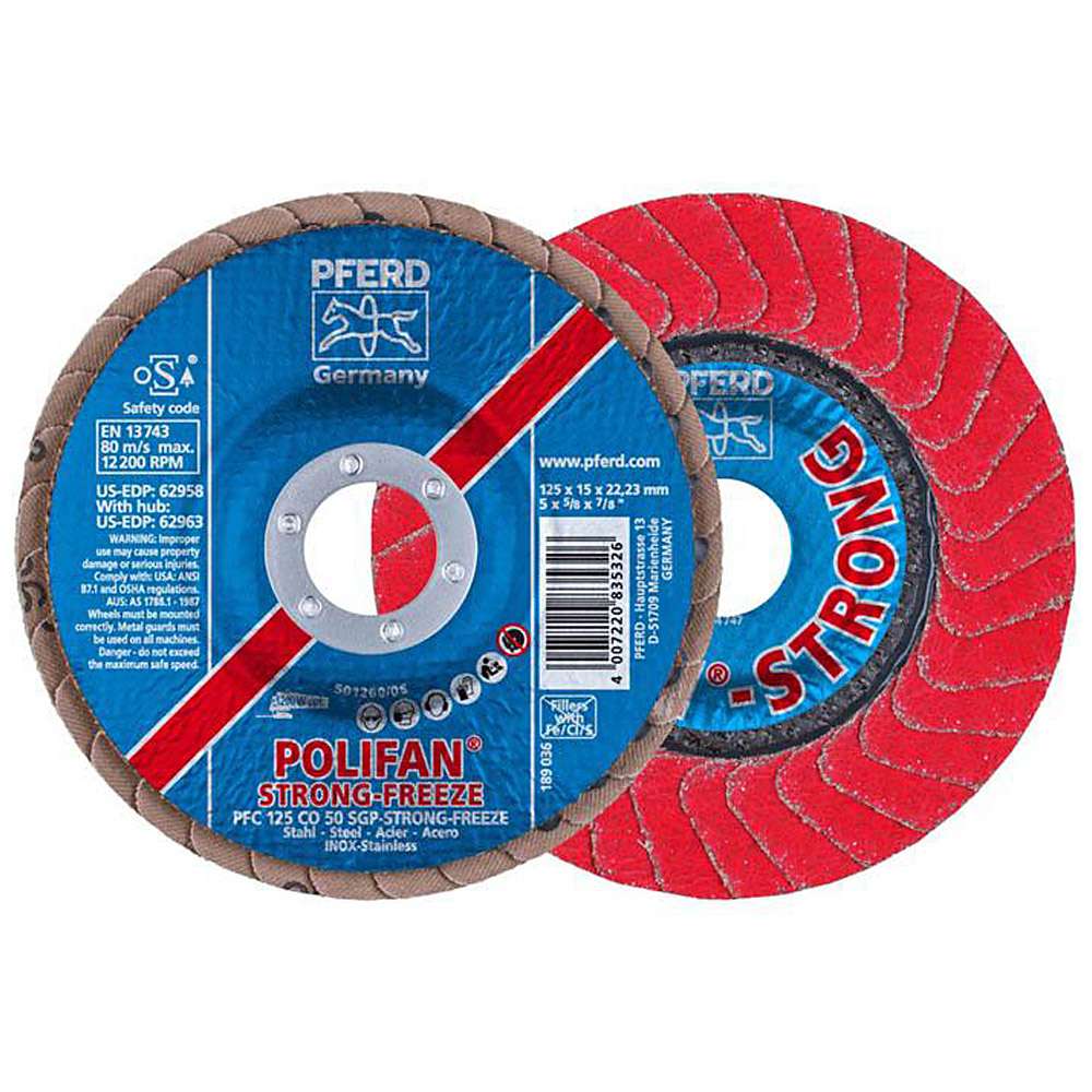 Flap disc - PFERD POLIFAN® - for INOX - conical version FREEZE - pack of 10 - price per pack