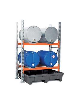 Tønnestativ FRP-2014/4 - bunnseksjon - galvanisert stål - for 4 fat på 200 liter hver liggende