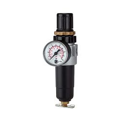 Filterregulator "Standard-mini" - storlek 0 - G 1/8" eller G 1/4" - 5 µm - kontrollområde 0,5 till 10 bar - med metallbehållare och tryckmätare - pris per styck