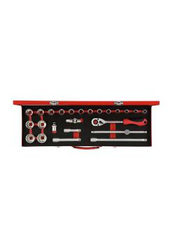 Set di chiavi rosso GEDORE - acciaio al cromo vanadio - 1/2 pollice - 24 pezzi