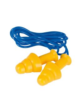 Bouchons d'oreilles avec cordelette - atténuation 28 dB - jaune / bleu