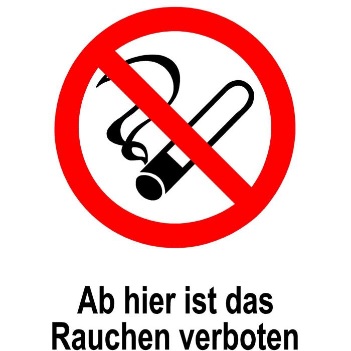 Verbotsschild - "Ab hier ist das Rauchen verboten" - 20x30cm/30x45cm
