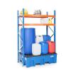 Barrel and small container shelf type GKS 1250 - collecting tray made of plastic (PE) - 2 grate shelves