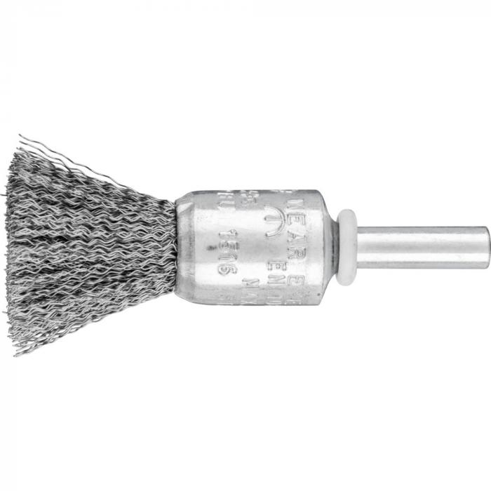 Szczotka szczotkowa PFERD PBU z trzonkiem - drut stalowy - niezwiązana - zewn. Ø 10 do 30 mm - materiał do przycinania ø 0,20 do 0,50 mm - opakowanie 10 szt. - cena za opakowanie