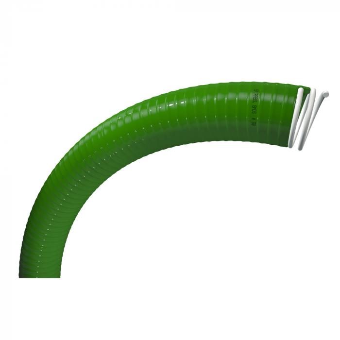 PVC spiral hose SpirabelÂ® GMDS - inside Ø 25 to 152 mm - outside Ø 31.8 to 166.4 mm - length 30 m - color green - price per roll