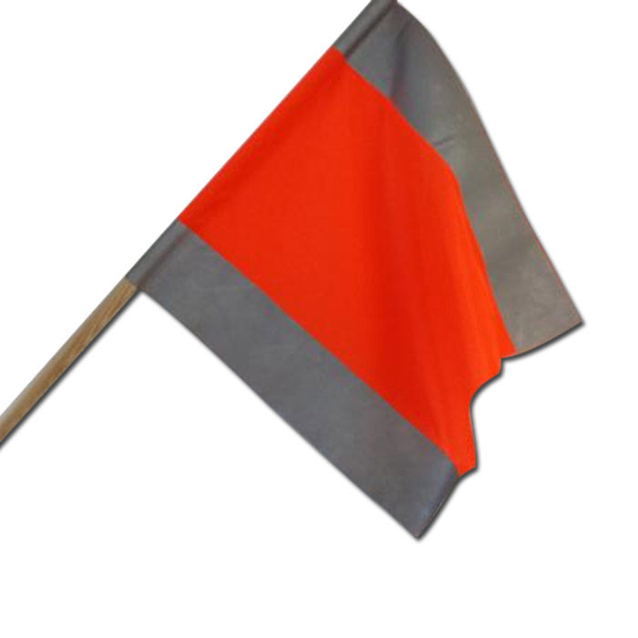 Warning flag with wooden stick