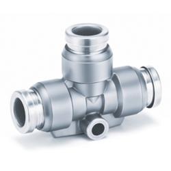 Raccord enfichable en T KQB2T - laiton/acier inoxydable - conforme FDA - Ø extérieur du tuyau 3,2 à 16 mm - prix à l'unité