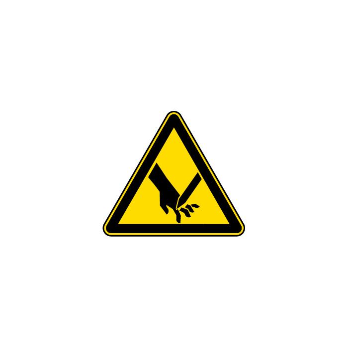 Segnale di avvertimento "pericolo taglio" - lunghezza lati 5-40 cm