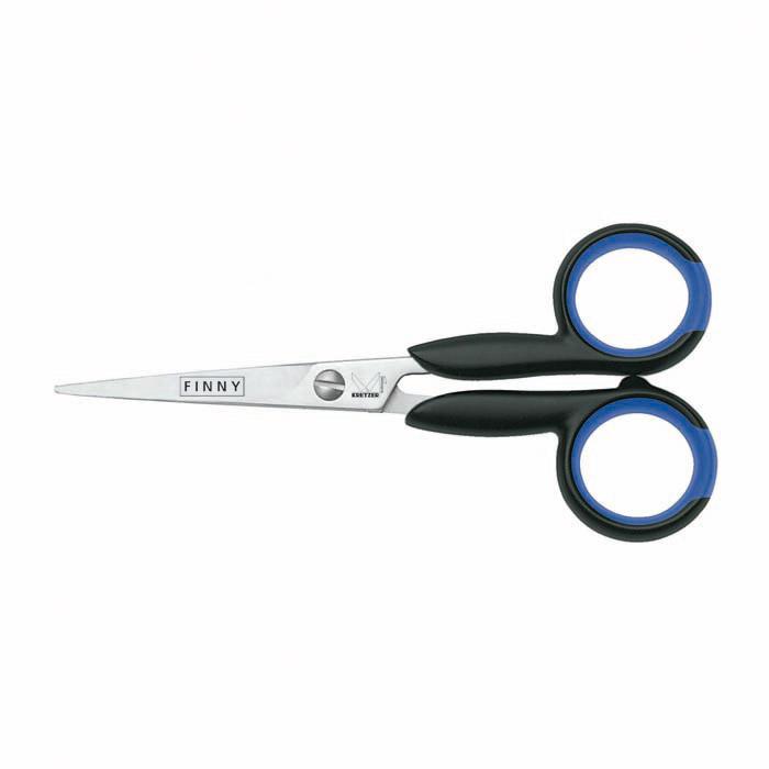 cut hair scissors "Finny" - 13-17 cm - serrated side - Perfect Grip soft rubber inlay