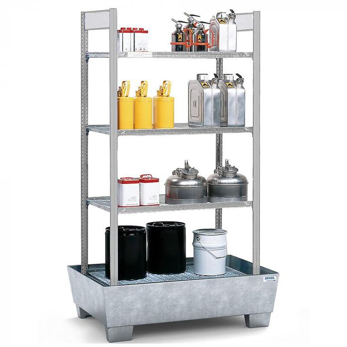 Shelf pallet type RPF 1060 - collecting pan galvanized or painted - 4 galvanized shelves - for flammable substances