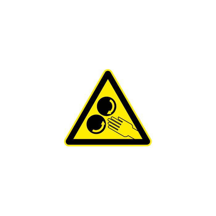Warnzeichen "Warnung vor rotierenden Walzen" - Schenkellänge 5-40 cm