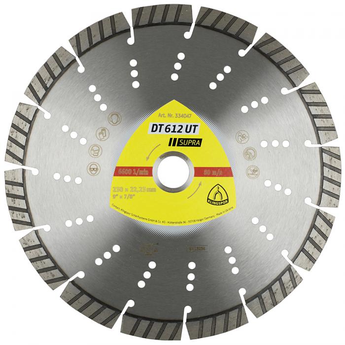 Diamond cutting disc DT 612 UT - diameter 115 to 230 mm - bore 22,23 mm - laser-welded