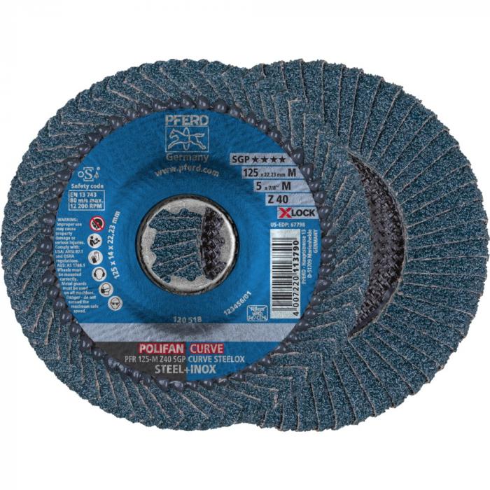 POLIFAN serrated lock washer - PFERD - CURVE STEELOX / X-LOCK - radial version PFR - outside Ø 115 to 125 mm - Z 40 SGP - 10 pieces - Price per PU