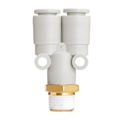 Y-kobling KQ2U - messing/PBT - med tetningsring - slangediameter 3,2 til 16 mm - utvendig gjenge M5 eller M6 - pakke med 10 - pris per stykk