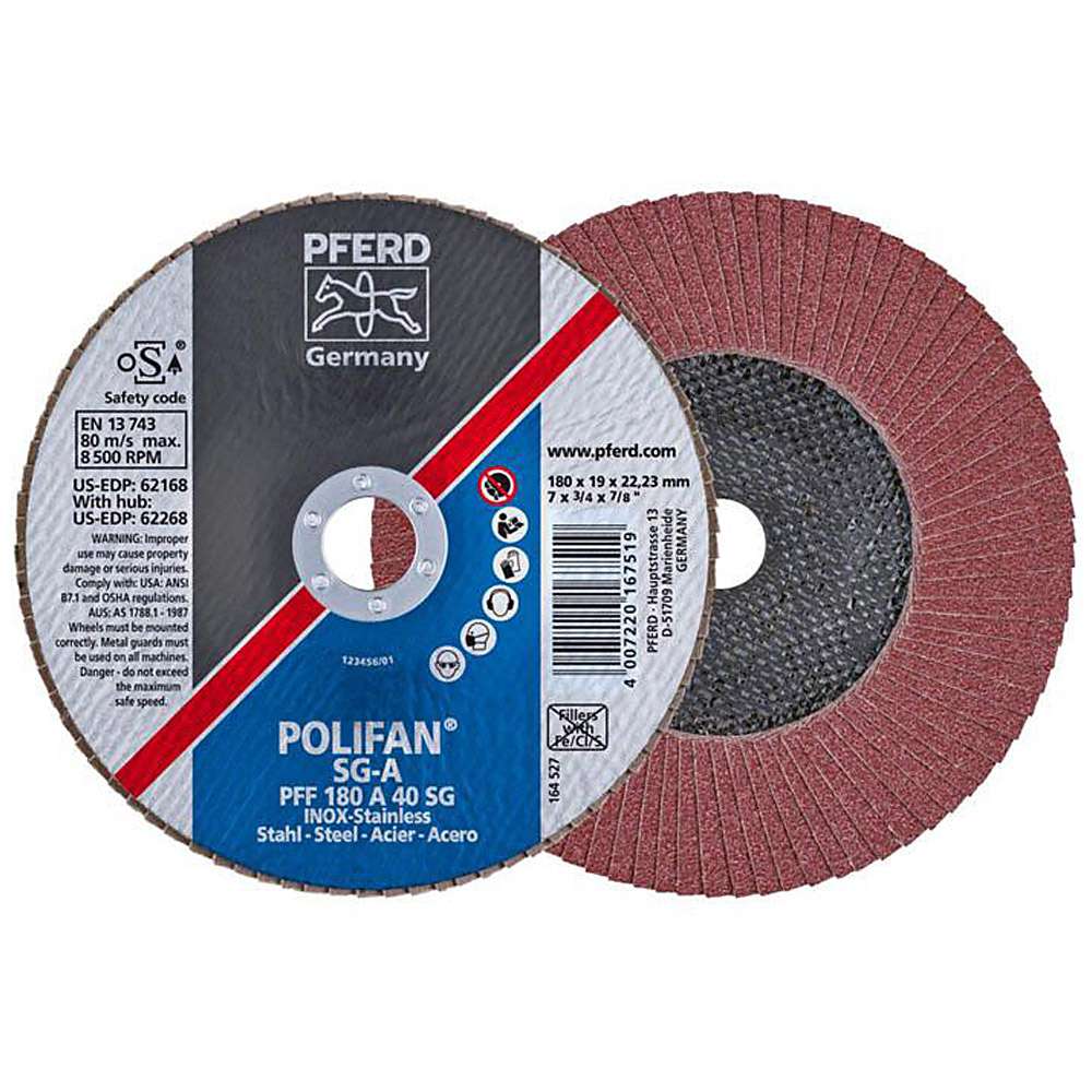Fan grinding wheel - PFERD POLIFAN® - for steel / INOX / plastic - flat professional design