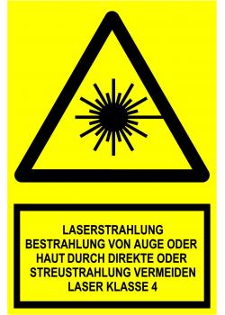 Warnschild "Laserstrahlung Bestrahlung von Auge oder Haut durch direkte oder Str