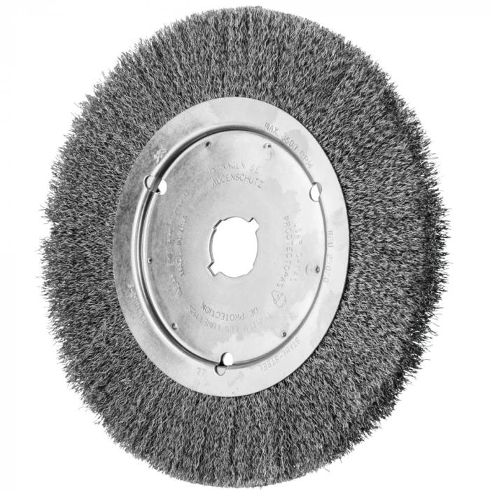 PFERD round brush RBU - untangled - narrow - steel wire - outer-ø 100 to 250 mm - trim width 12 to 20 mm - max. Bore ø 31.8 mm - Bo./Adapter 14.0 and 22.2 mm - Trimming material ø 0.15 to 0.30 mm - PU 2 pieces - Price