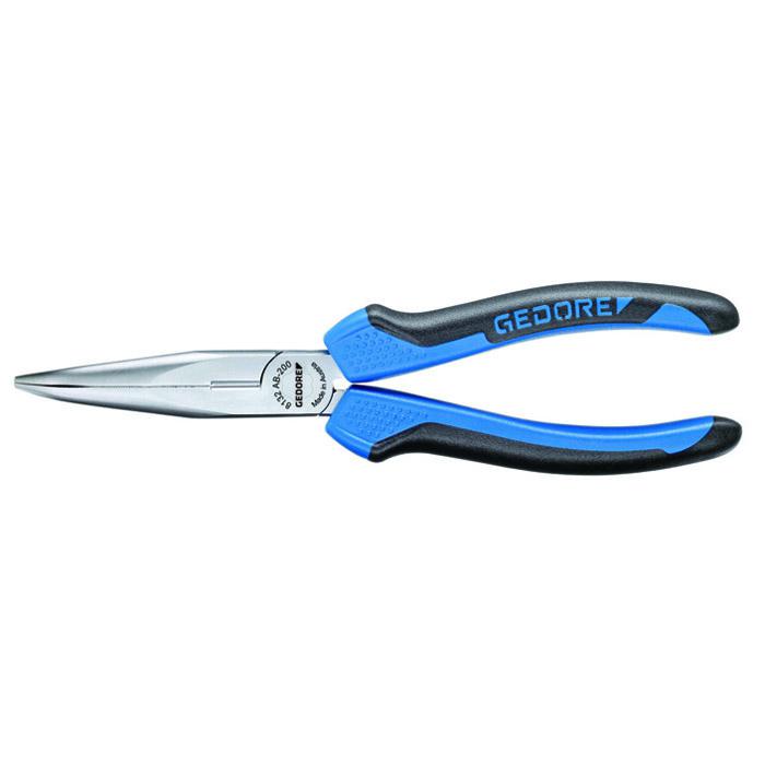 Flat-round-nose pliers - 2-component handle - angled - toothed