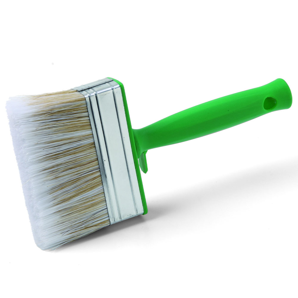 Flate børster - tinnhylse - grønt plasthåndtak - bredde 70 til 140 mm - 12 stk i enheter - pris pr.