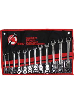Ratchet ring wrench set - 180 ° rotatable ratchet ring head - 12 pcs.