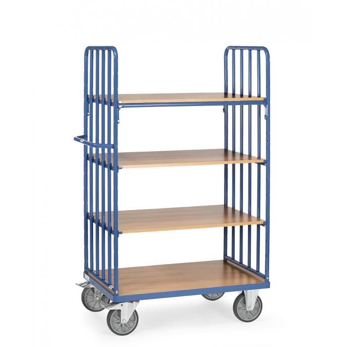 Shelved trolley - 4 shelves made of wood - end walls with struts