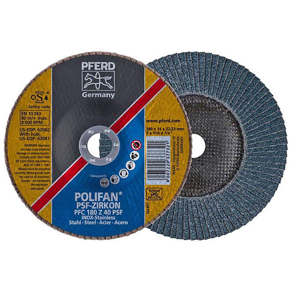 Fan grinding wheel - PFERD POLIFAN® - for steel / INOX - conical design