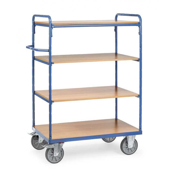 Shelved trolley - up to 600 kg - with 4 floors of wood