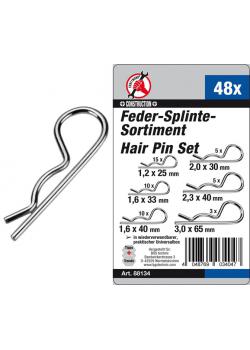 Feder-Splinte Sortiment - Länge 25, 30, 33, 40 & 65 mm - 48-tlg.