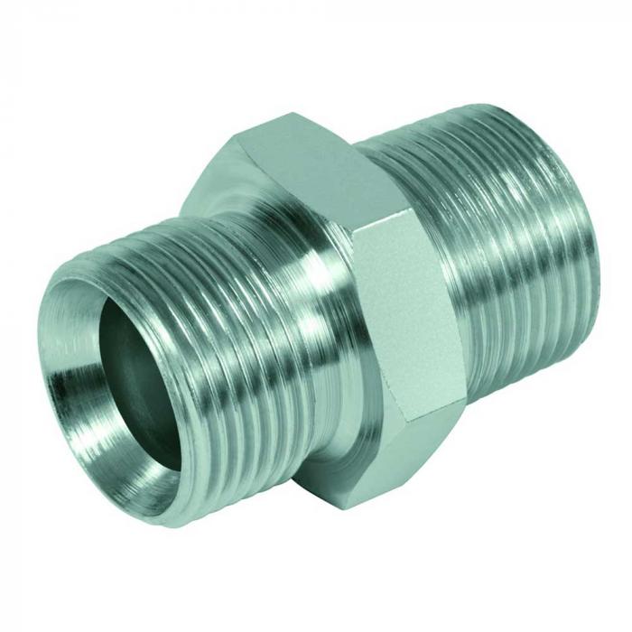 Straight screw-in socket - chrome-plated steel - cyl. AG G 1/8 "to G 2 1/2" on con. AG NPT 1/8 "to NPT 2 1/2"