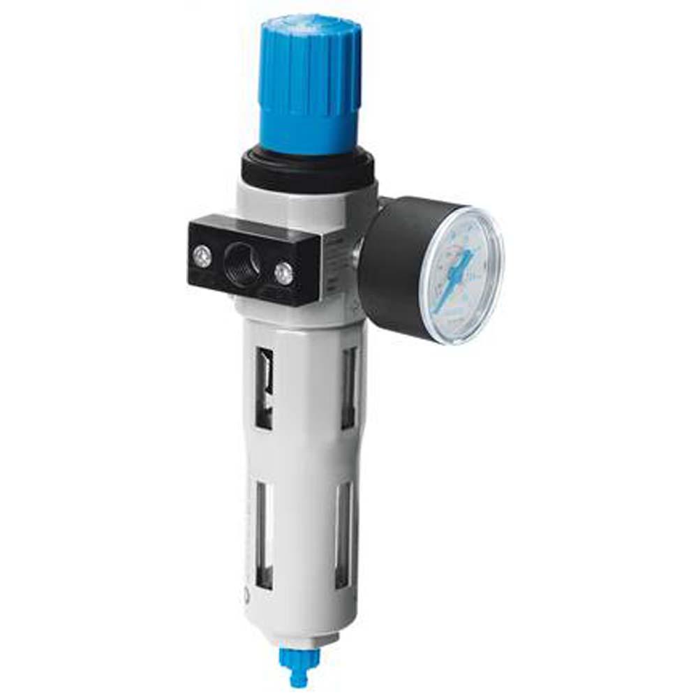 FESTO - LFR - Filtre-vanne de régulation - Zinc moulé sous pression - Finesse de filtration 5 µm - Purge de condensat entièrement automatique - Avec manomètre - Taille Mini à Maxi - Raccord G1/8 à G1 - Prix par pièce