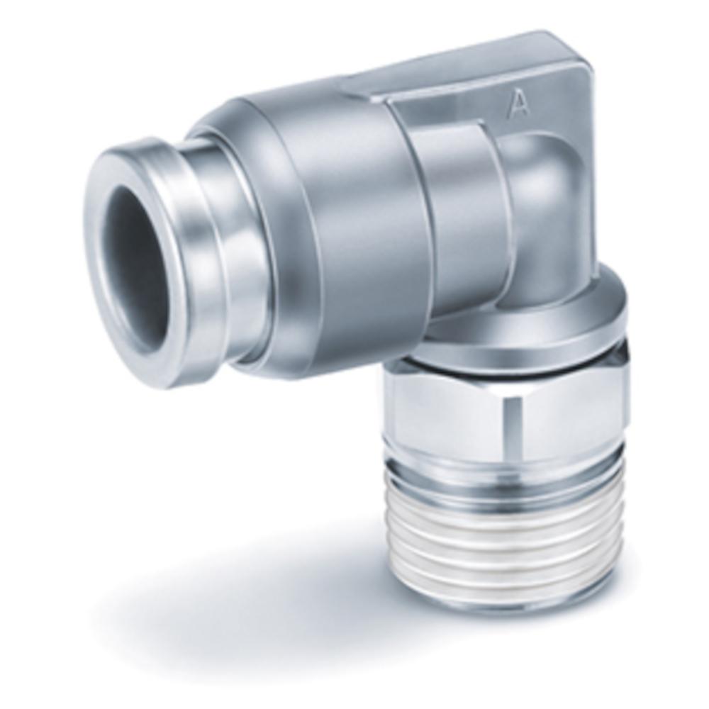 Kątownik wkręcany KQB2L – mosiądz/stal nierdzewna – zgodny z FDA – zewnętrzna średnica węża 3,2 do 16 mm – AG R 1/8" do 1/2" – cena za sztukę