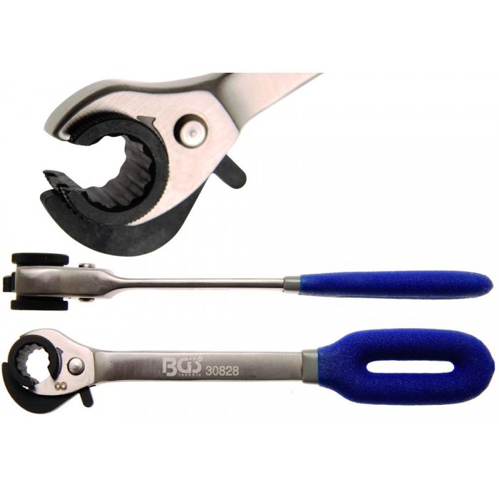Ratchet ring wrench - open - chrome vanadium - sizes 8 to 15 mm