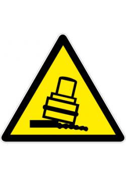 Warning Sign "Niebezpieczeństwo przewrócenia podczas walcowania" - 5-40 cm długości nóg