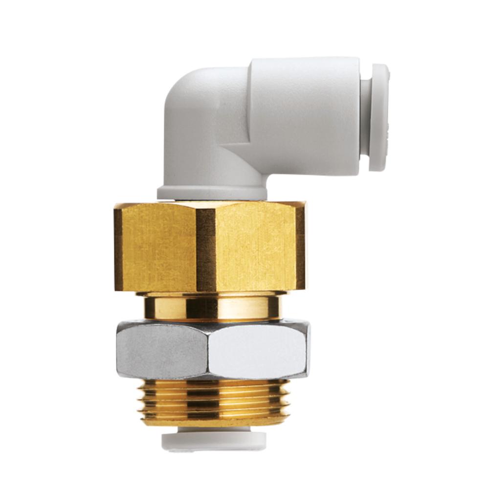 Angle Schott plug connection KQ2LE - brass/PBT - hose outer diameter 4 to 12 mm - pack of 5 or 10 pieces - price per piece