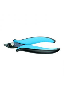 Miniature electronic side cutters - 138 mm - wide head - 21 ° angled cutting edges - without chamfer