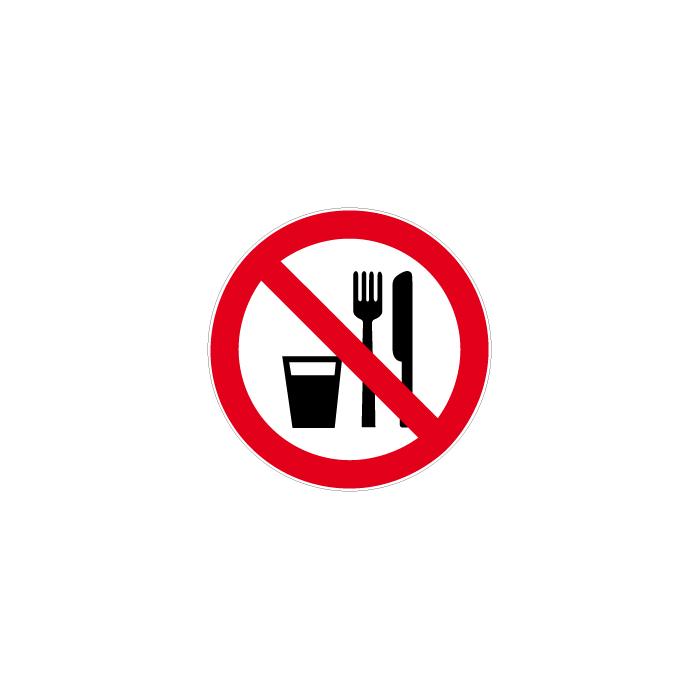 Forbudsskilt - "Forbudt å spise og drikke" diameter 5-40 cm