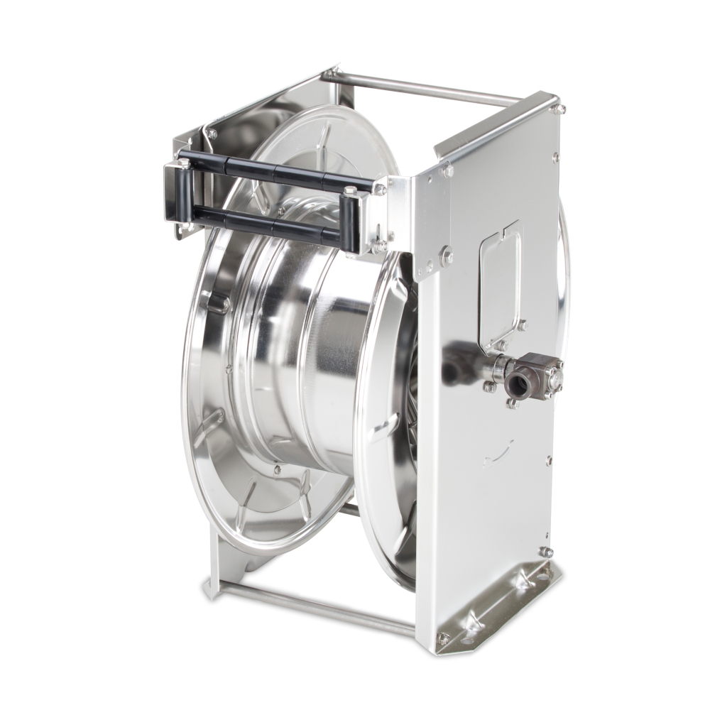 Enrouleur de tuyau ST40/12/2 - retour automatique par ressort - acier ou inox - DN 12 mm (1/2") - max. 37 m de tuyau