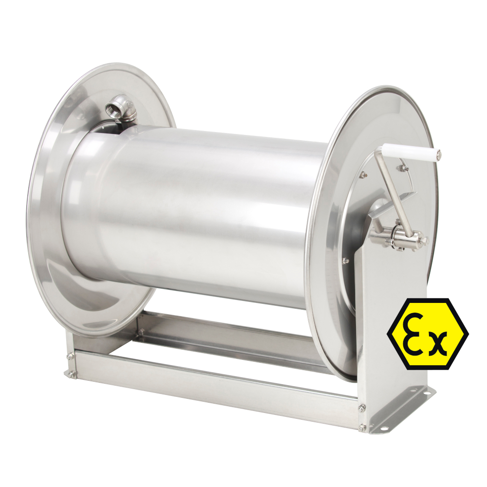 Hose reel STKi2 EX - stainless steel - with ATEX approval - DN24 (1") - 100 bar - max. hose length 70 m