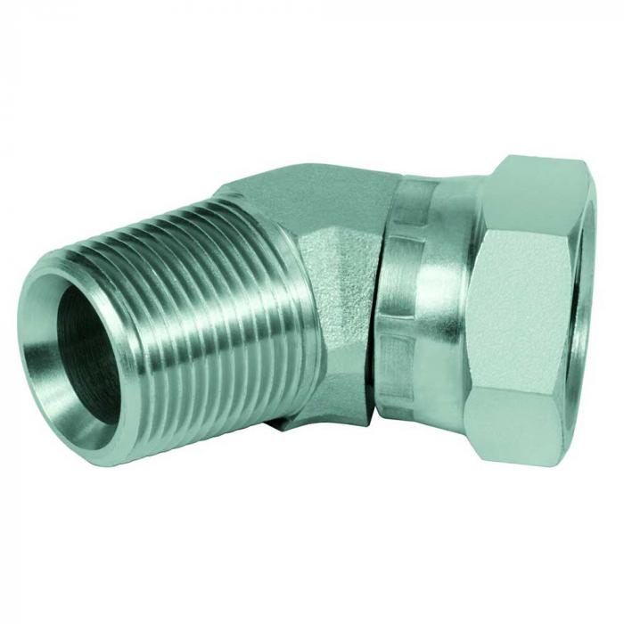 Elbow screw-in adapter 45Â ° - Chrome-plated steel - NPT external thread 1/8 "to 1" on NPSM internal thread 1/8 "to 1"