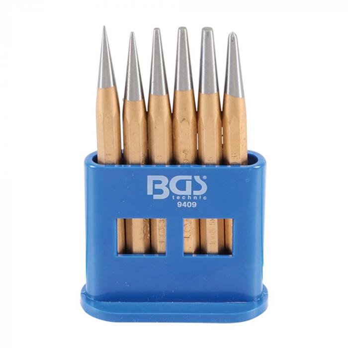Piercing punch / centre punch set 6 pieces length 120 mm size 1