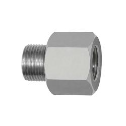 Gängadapter - aluminium - utv. gänga 1/2" 27 UNS - inv. gänga G 1/4 - nyckelvidd 17 - längd 25 mm - styckpris