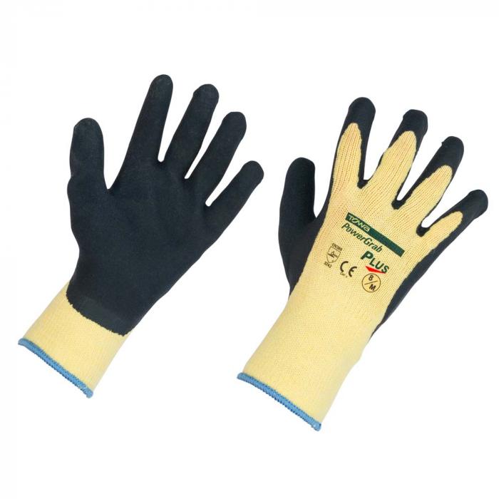 Handschuh PowerGrab Plus - Polyester / Baumwolle - grau / gelb - Größe 7 bis 11