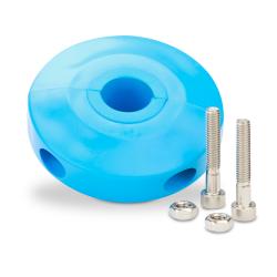 Universalschlauchstopper - für Schlauch-Außen-Ø 10 bis 34 mm - Farbe blau RAL 5012 - mit passenden Einlegeschalen