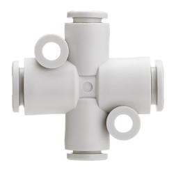 Krydskobling KQ2TX - PBT/PP - Slange Ø 6 til 8 mm til 10 til 12 mm - Pakke med 5 eller 10 stk. - Pris pr. stk.