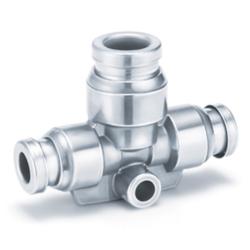 Raccord enfichable en T avec réduction KQB2T - laiton/acier inoxydable - conforme FDA - Ø extérieur du tuyau 3,2 à 16 mm - prix à l'unité