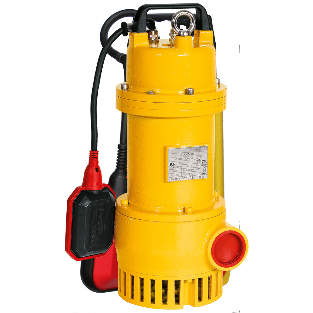 Dränkbar pump SAND för sand och avloppsvatten - med direktansluten flottörbrytare - Max leveranshastighet 200 till 670 l/min