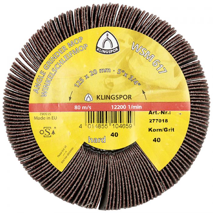 Grinding mop wheel WSM 617 - diameter 115 to 125 mm - grit 40 to 120 - thread M 14 - pack of 2 pieces - price per pack